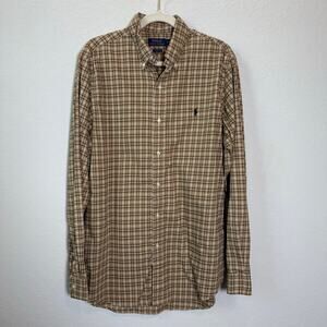 Ralph‎ Lauren Men's Brown Black Plaid Button Down Shirt Size L